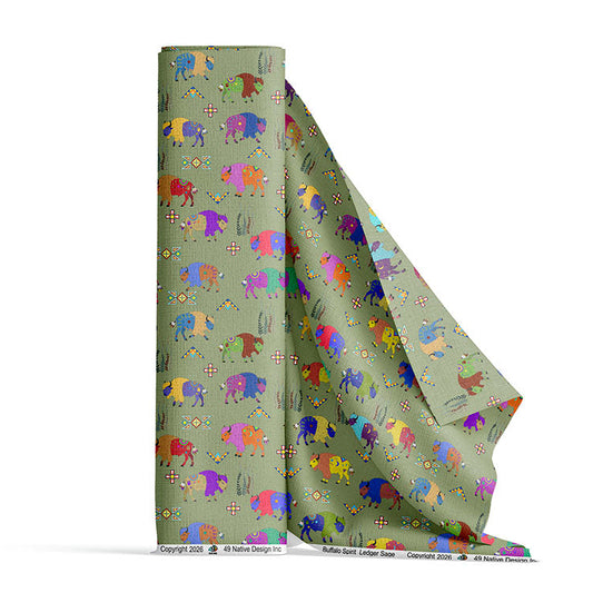 Buffalo Spirit Ledger Sage Fabric