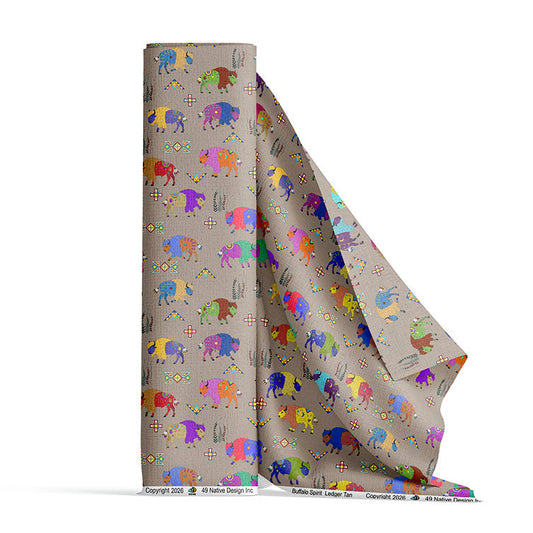 Buffalo Spirit Ledger Tan Fabric