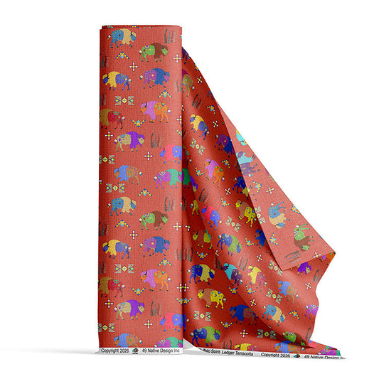Buffalo Spirit Ledger Terracotta Fabric