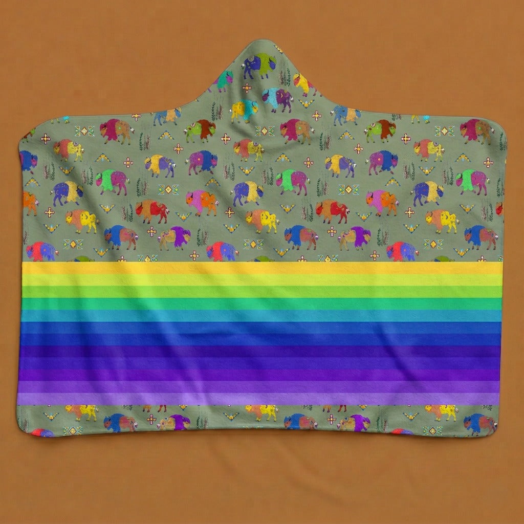 Buffalo Spirit Sage Hooded Blanket
