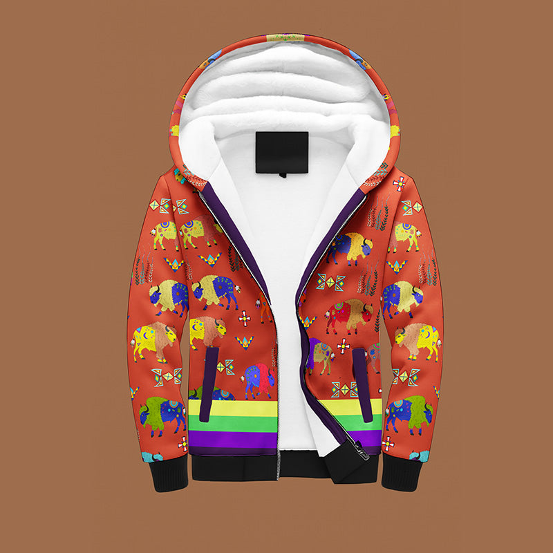 Buffalo Spirit Terracotta Sherpa Hoodie