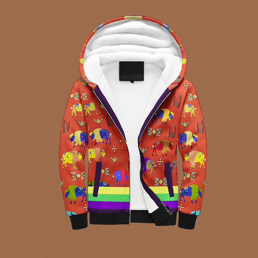 Buffalo Spirit Terracotta Sherpa Hoodie