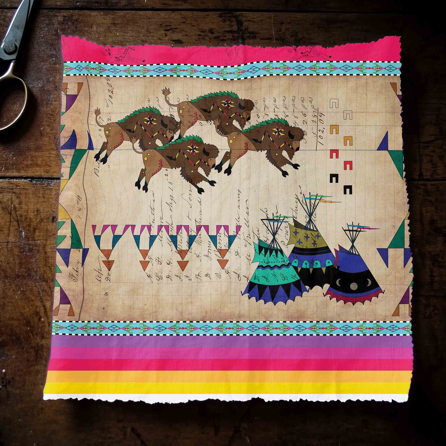 Ledger Buffalos Running Berry Fabric