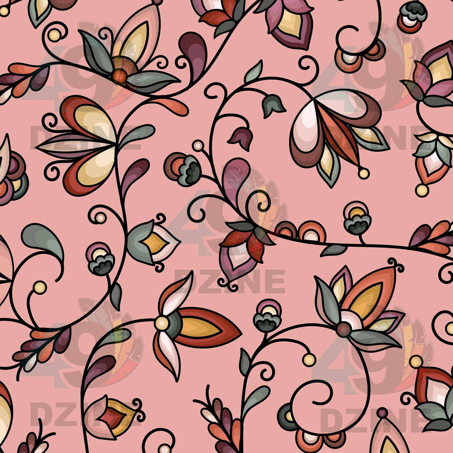 Burnt Sky Petals Peach Fabric