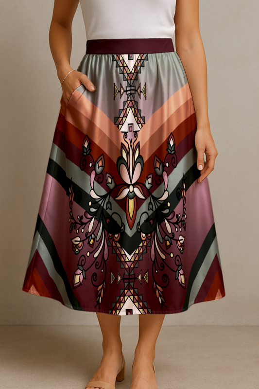 Burnt Sky Petals Luxe Midi Skirt