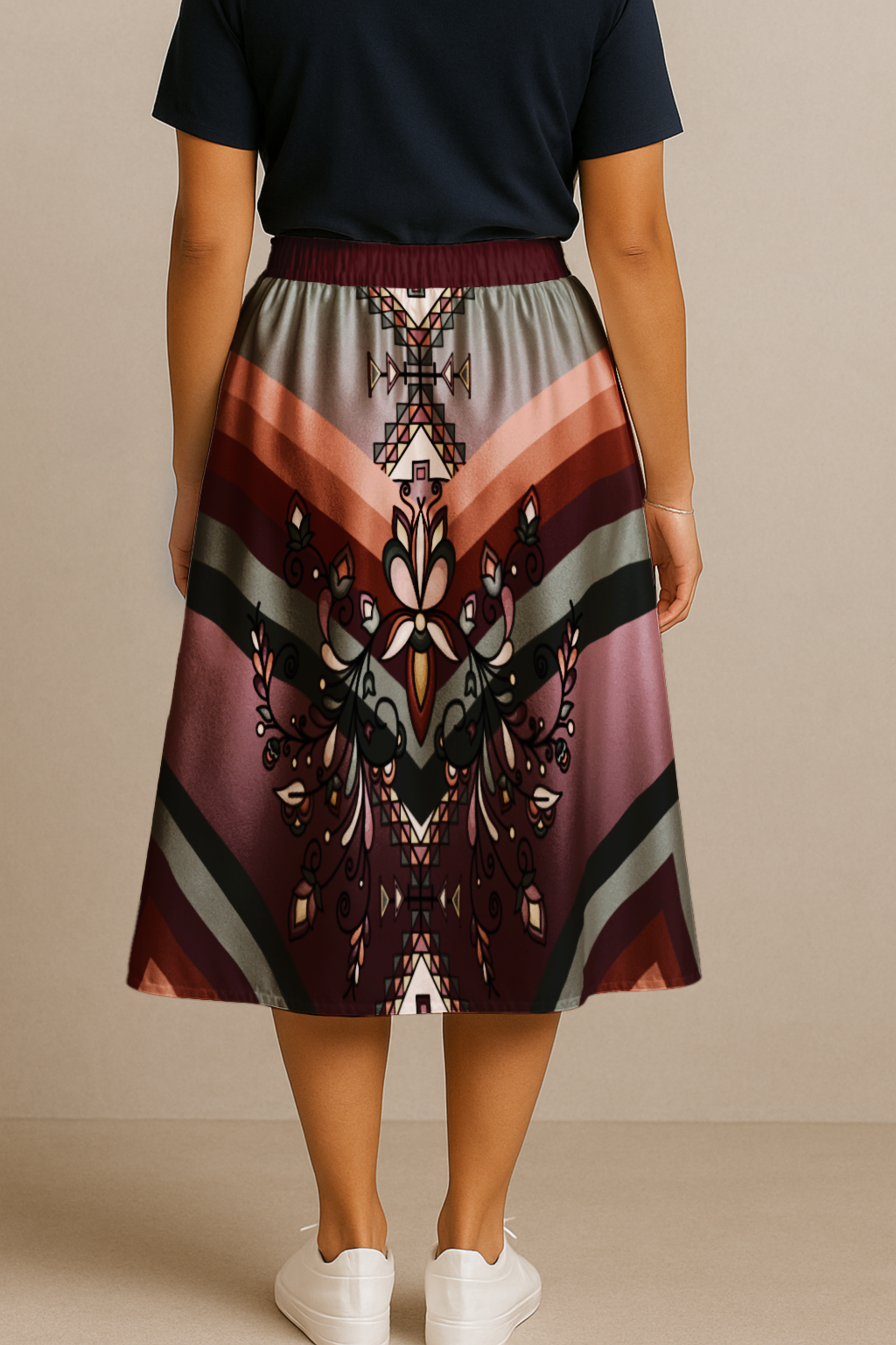 Burnt Sky Petals Luxe Midi Skirt