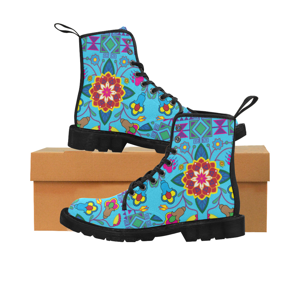 Geometric Floral Winter-Sky Blue Boots