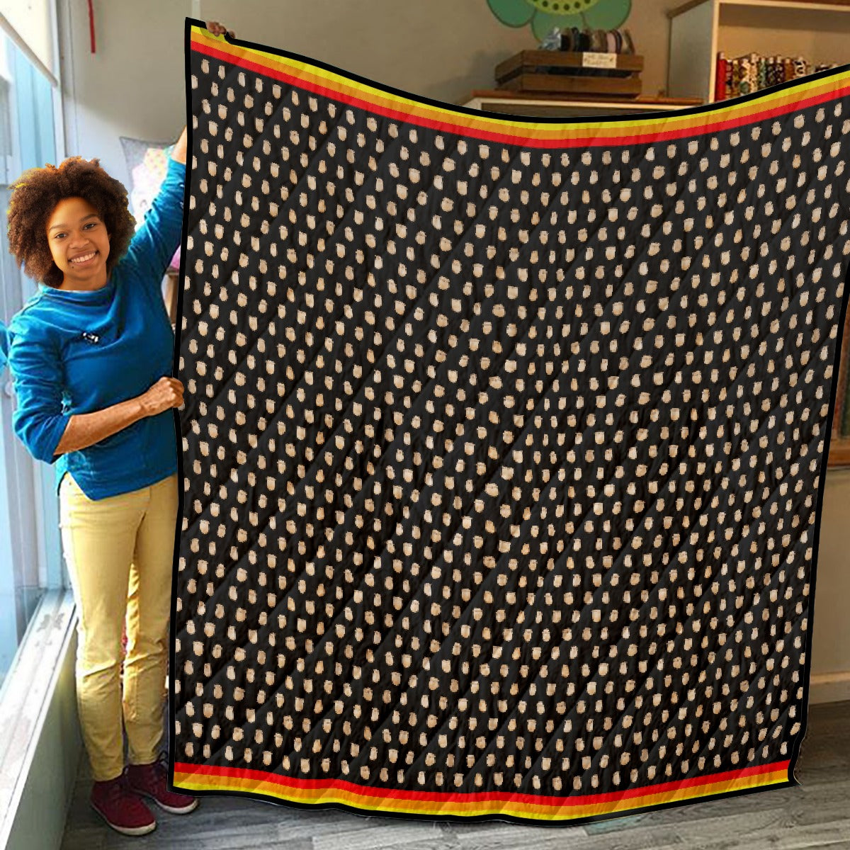Elk Teeth on Black Lightweight Quilt