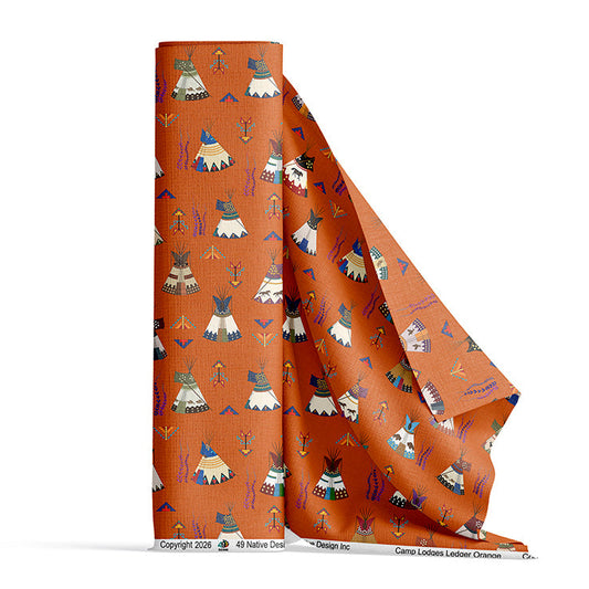 Camp Lodges Ledger Orange Fabric