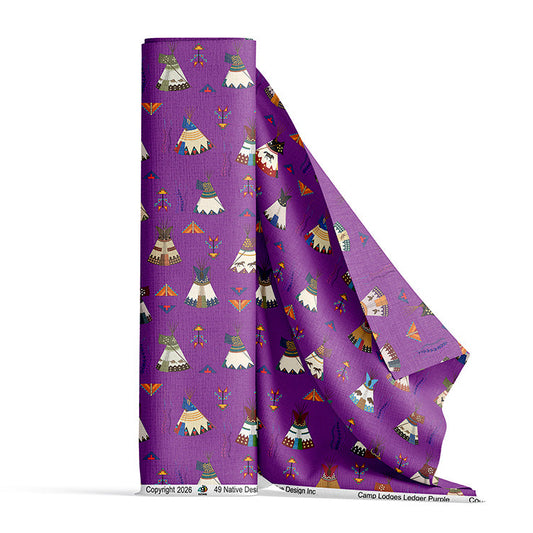 Camp Lodges Ledger Purple Fabric