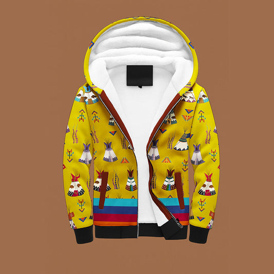 Camp Lodges Mustard Sherpa Hoodie