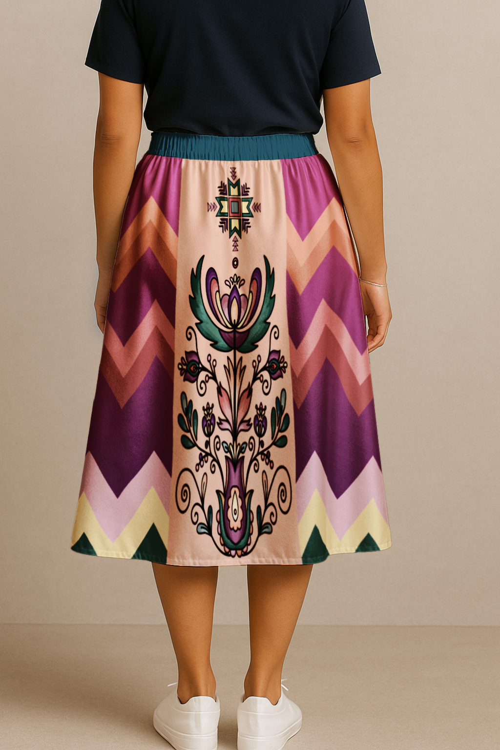 Cedar Wind Bloom Luxe Midi Skirt