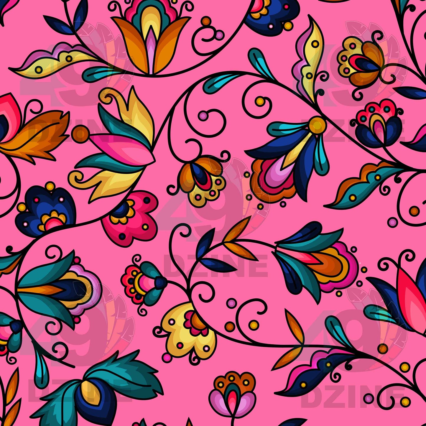Copper Prairie Petals Pink Fabric