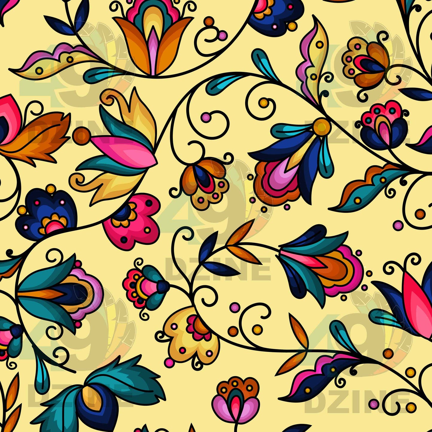 Copper Prairie Petals Yellow Fabric