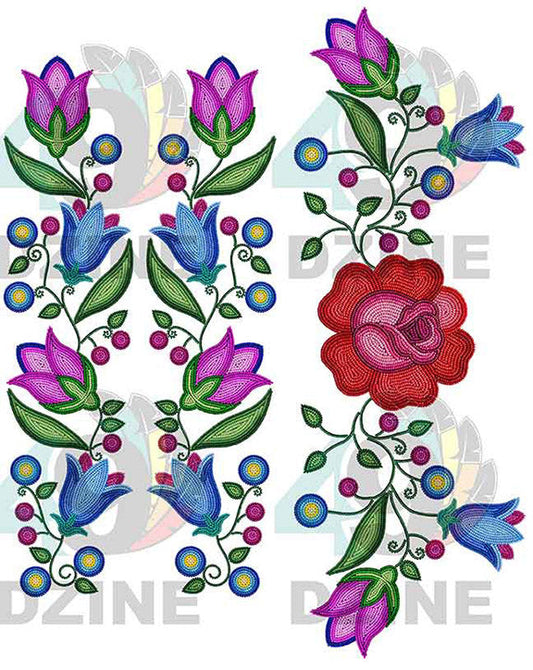 Crimson Bloom Beadwork Style Set