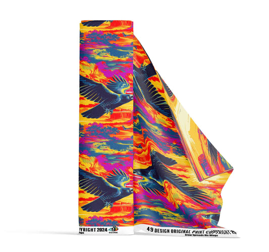 Crow Spreads His Wings Fabric