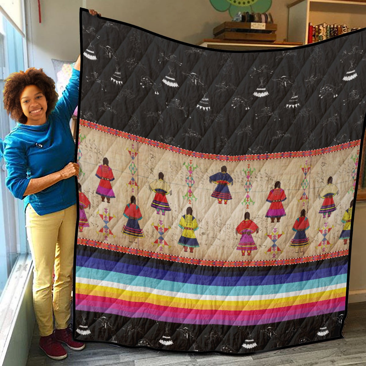 Ledger Round Dance Midnight Lightweight Quilt