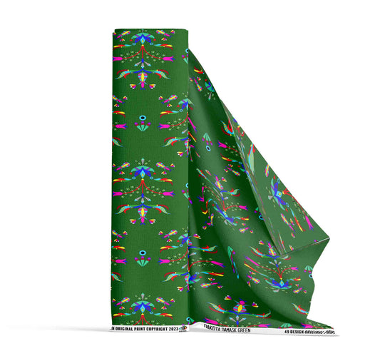 Dakota Damask Green Fabric