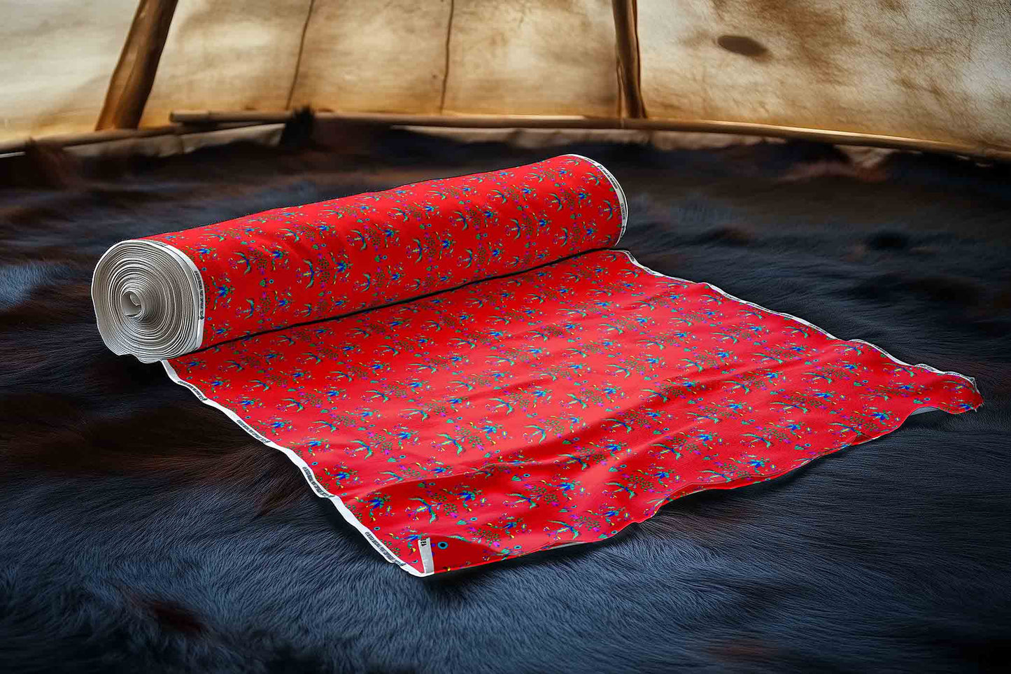 Dakota Damask Red Fabric