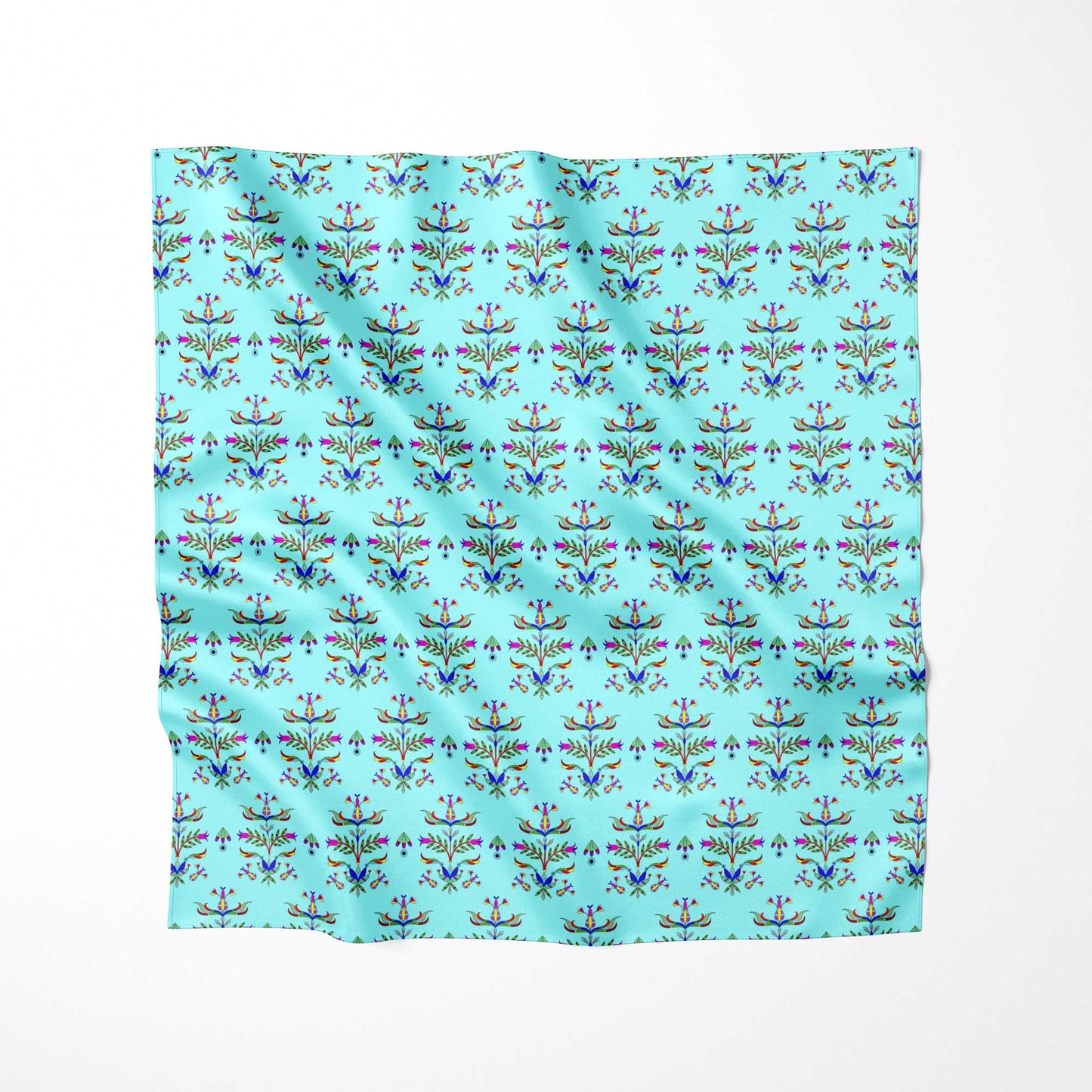 Dakota Damask Turquoise Fabric