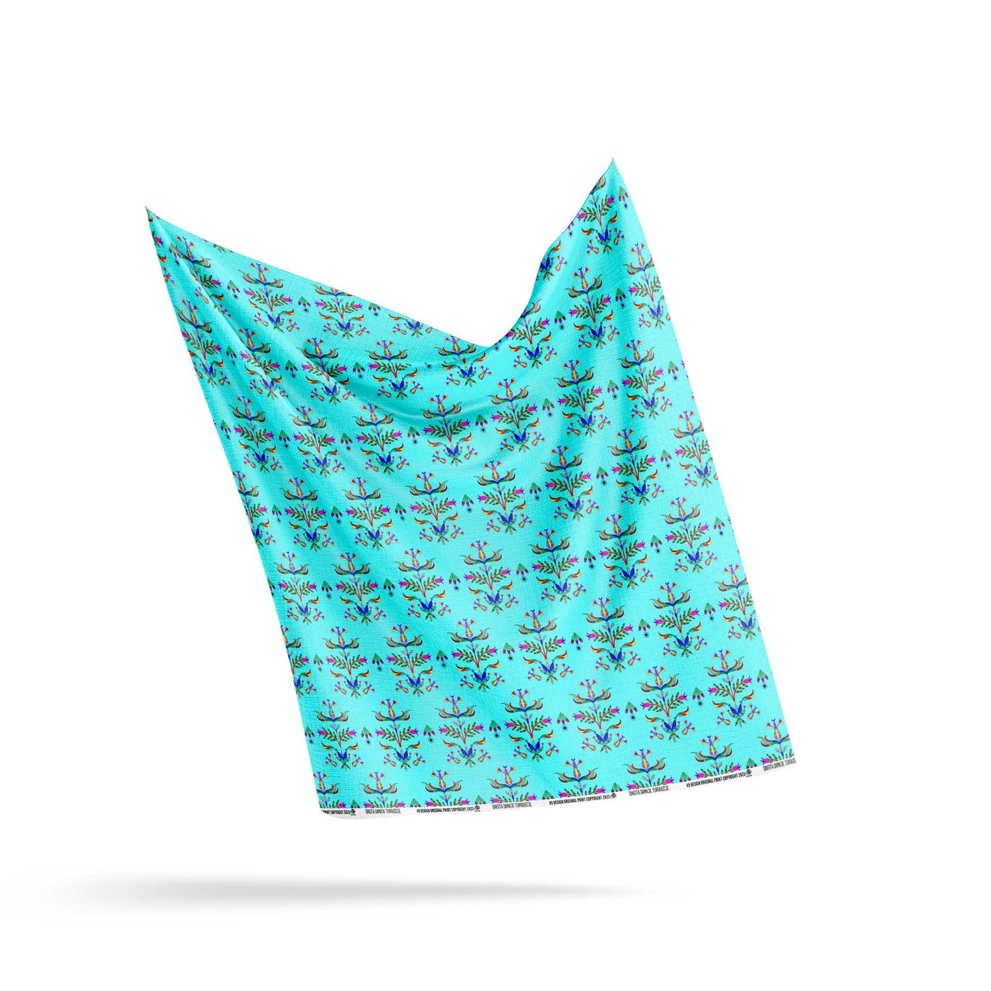 Dakota Damask Turquoise Fabric