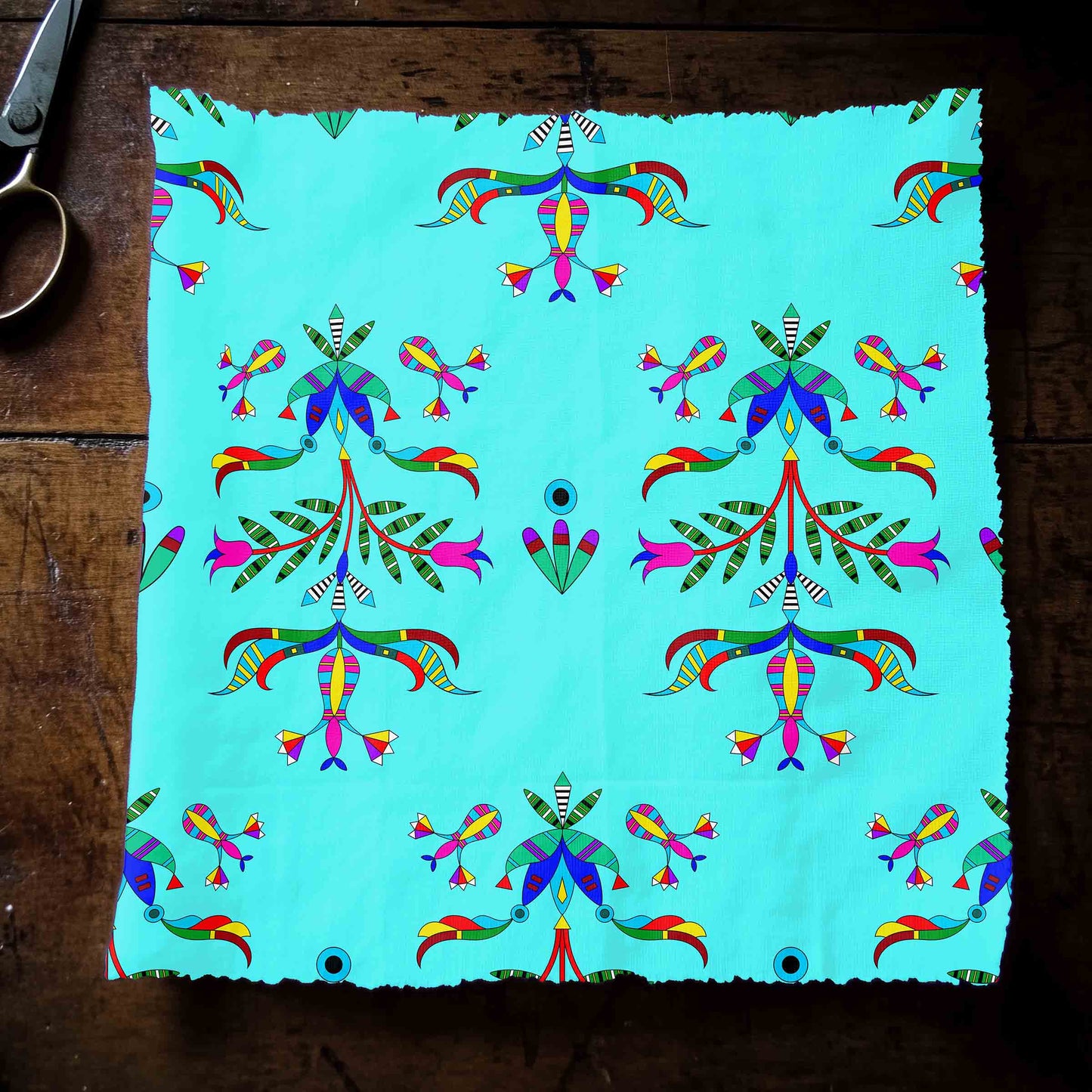 Dakota Damask Turquoise Fabric