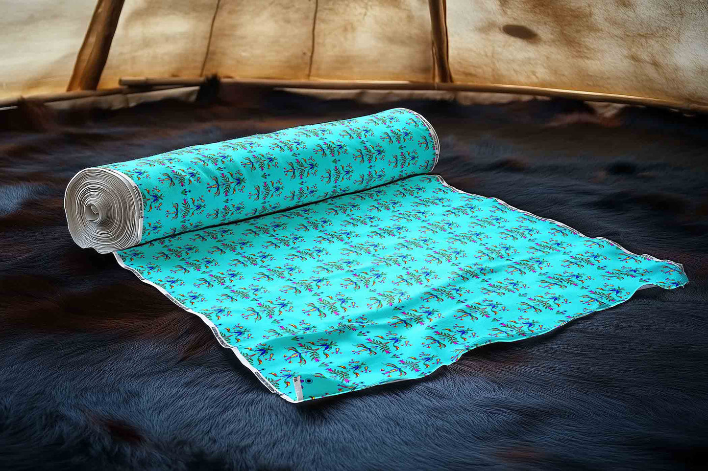 Dakota Damask Turquoise Fabric