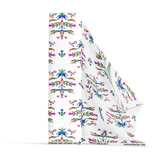 Dakota Damask White Fabric