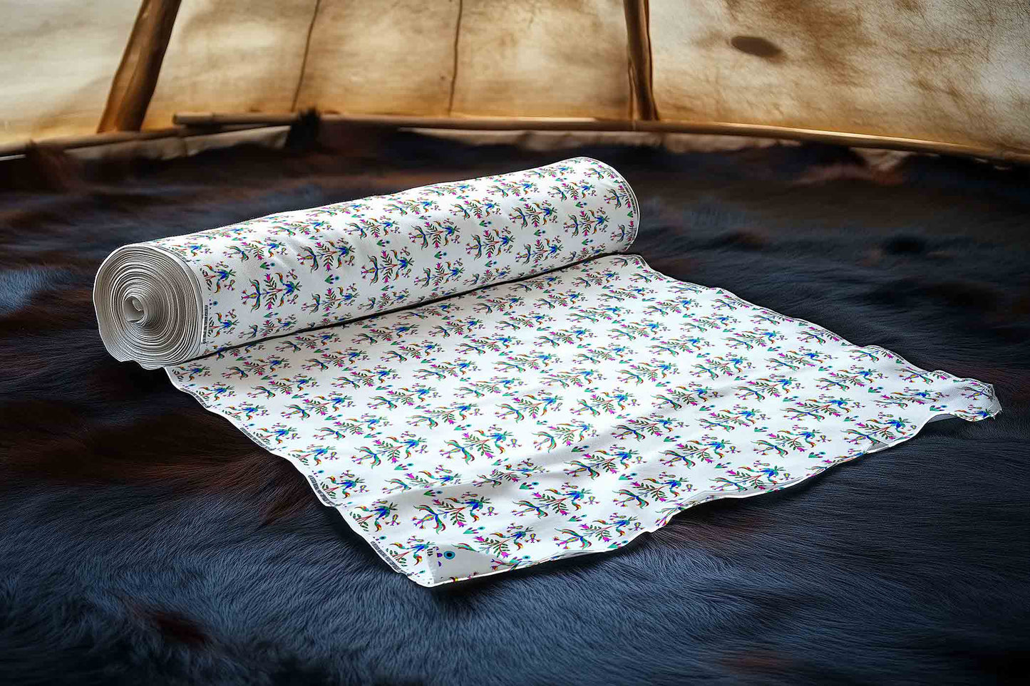 Dakota Damask White Fabric
