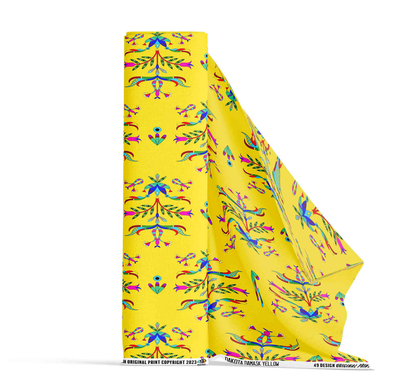 Dakota Damask Yellow Fabric