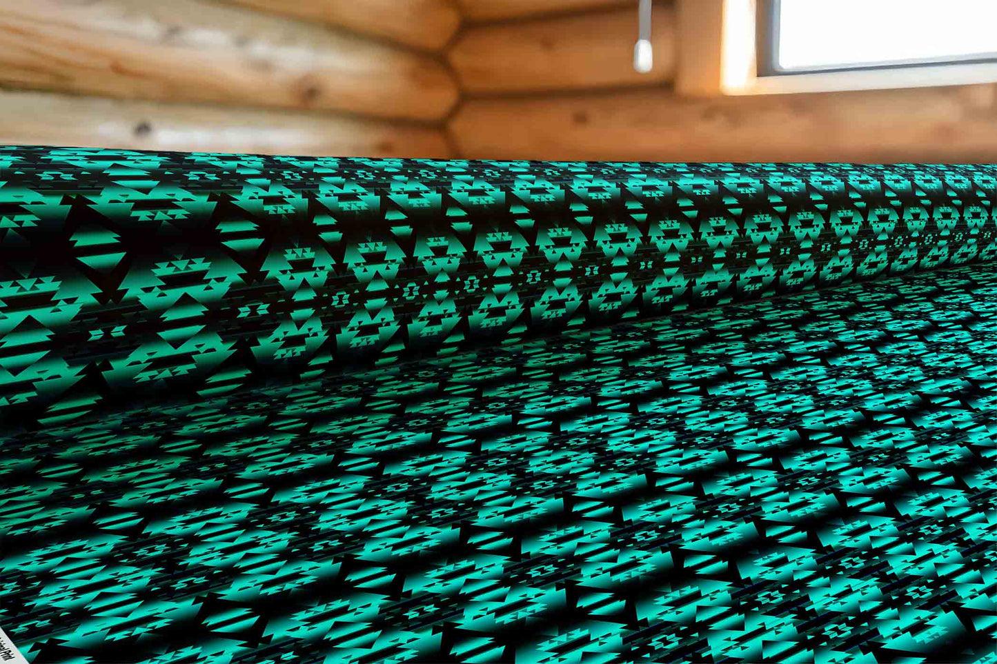 Dark Teal Winter Camp Fabric