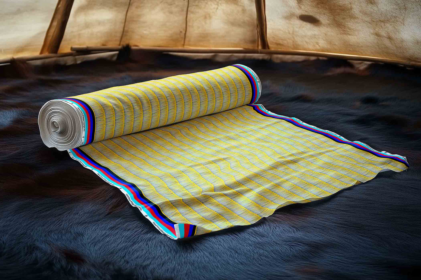 Dentalium on Yellow Fabric
