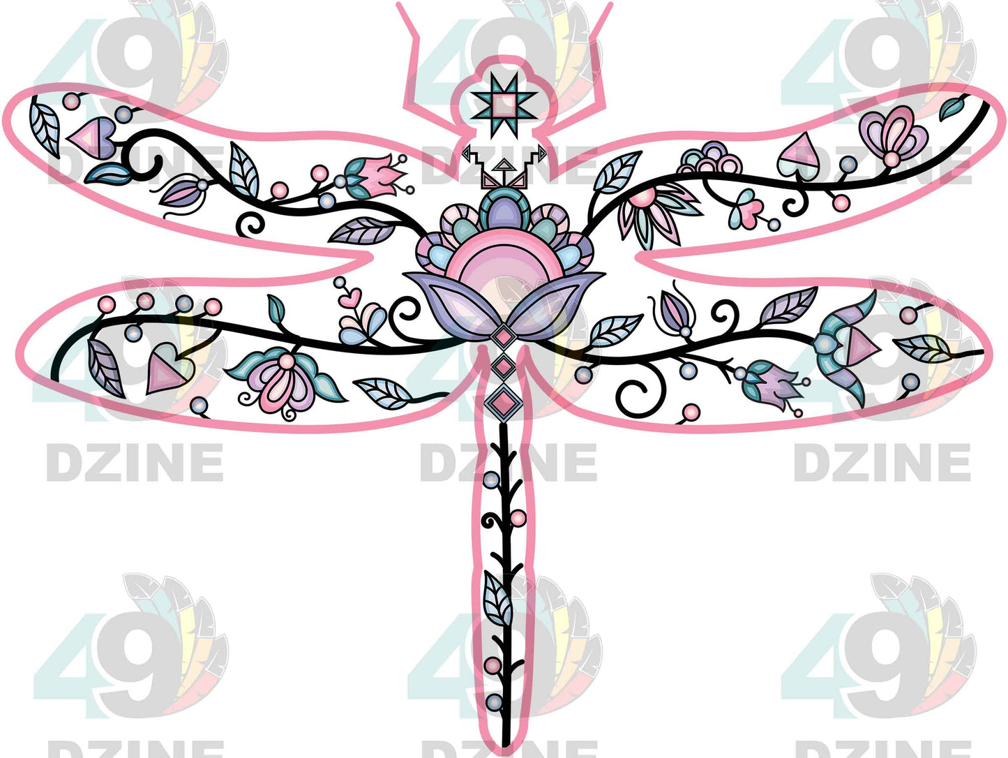 Dragonfly Floral Animals 02 Various Sizes