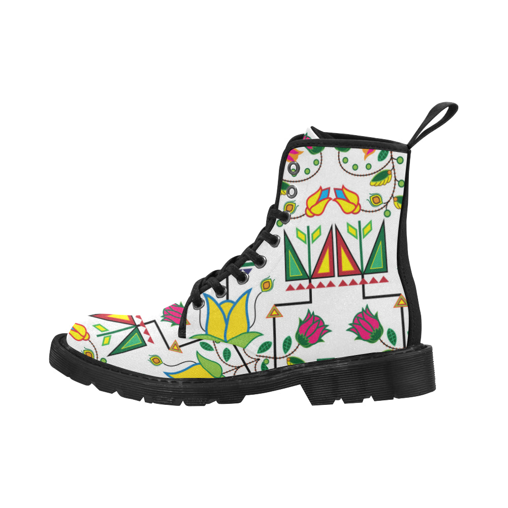 Geometric Floral Summer-White Boots