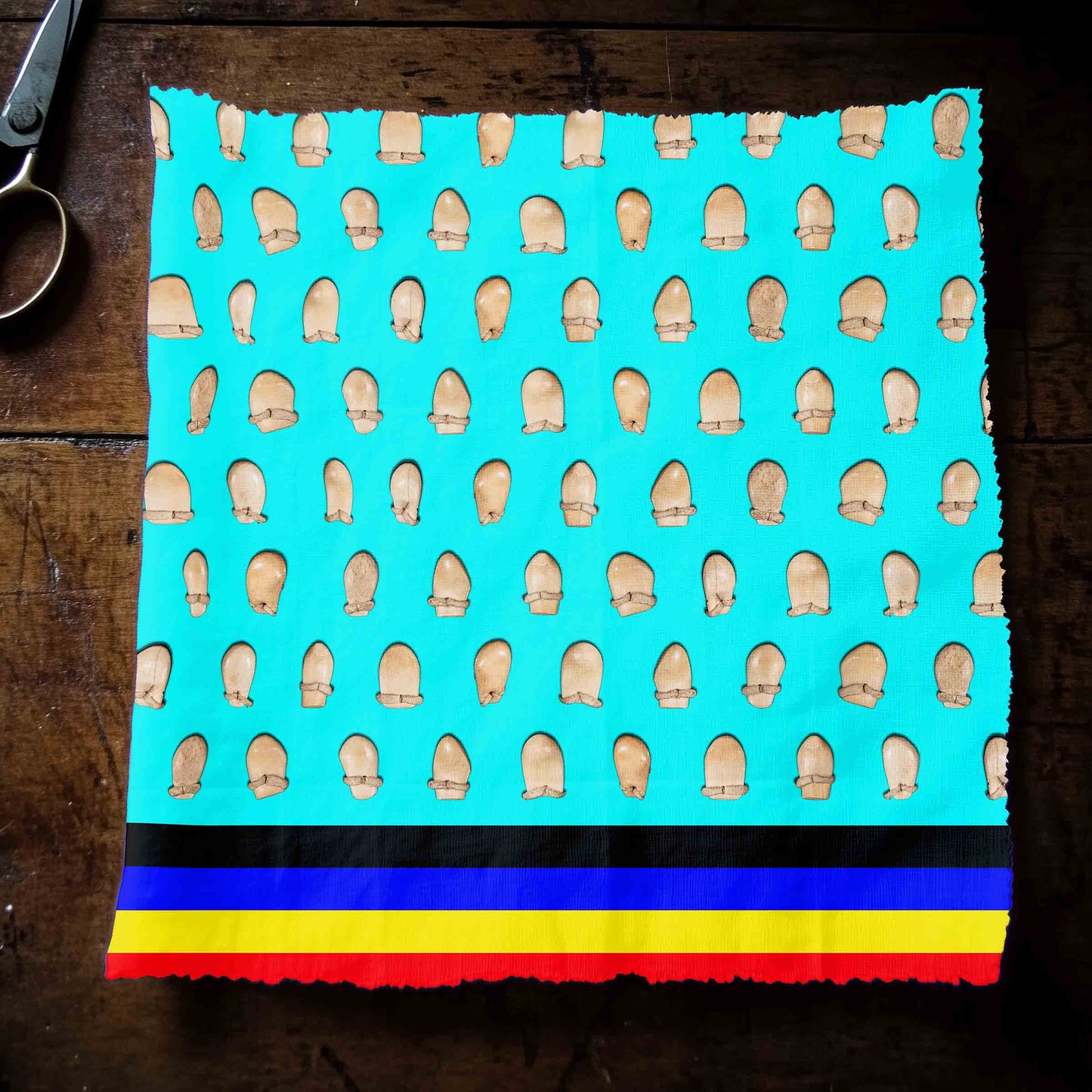 Elk Teeth on Turquoise Fabric