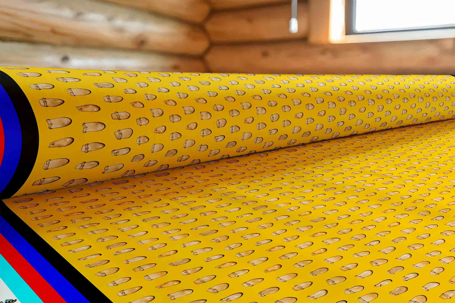 Elk Teeth on Yellow Fabric