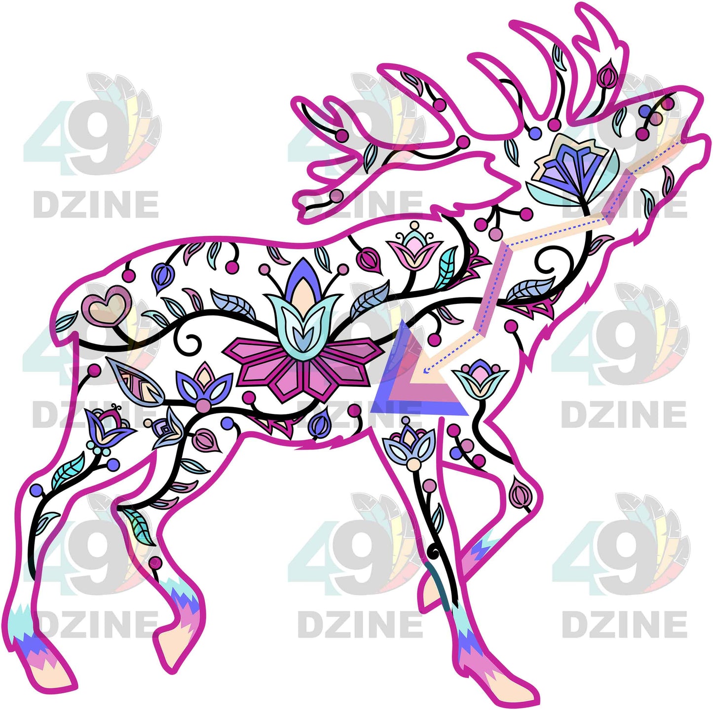 Floral Elk Motif