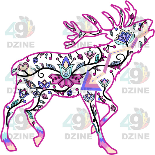 Elk Floral Animals 02 Various Sizes