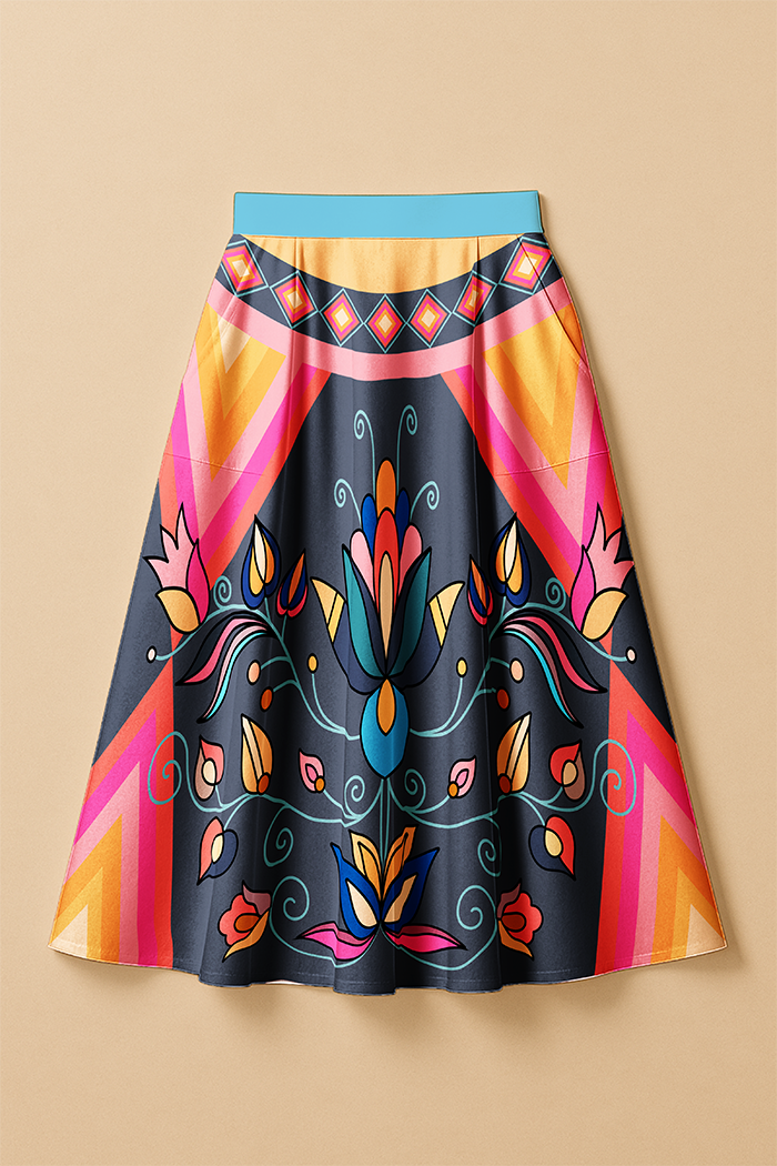 Ember Trail Bright Luxe Midi Skirt
