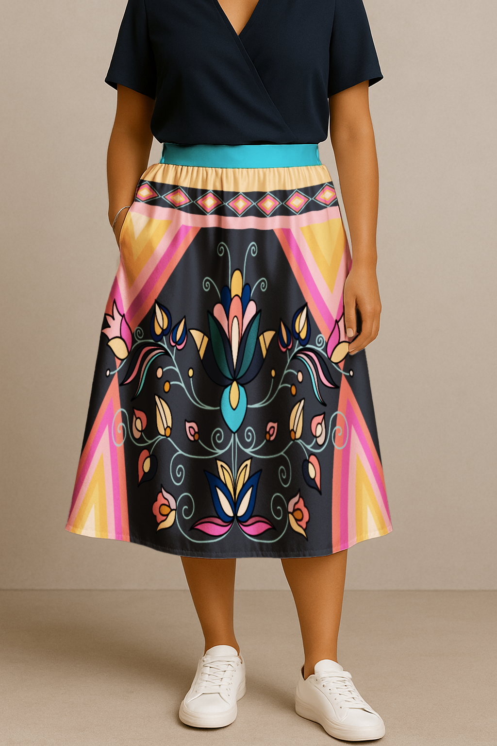 Ember Trail Bright Midi Skirt