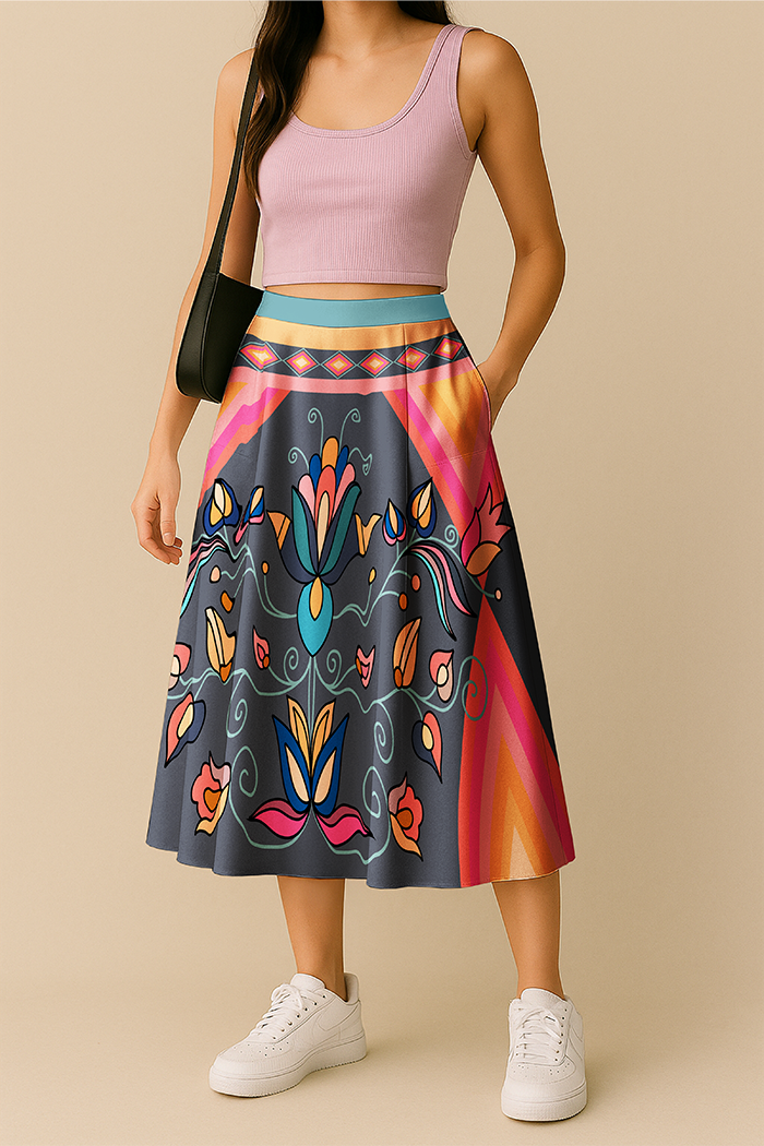 Ember Trail Bright Luxe Midi Skirt