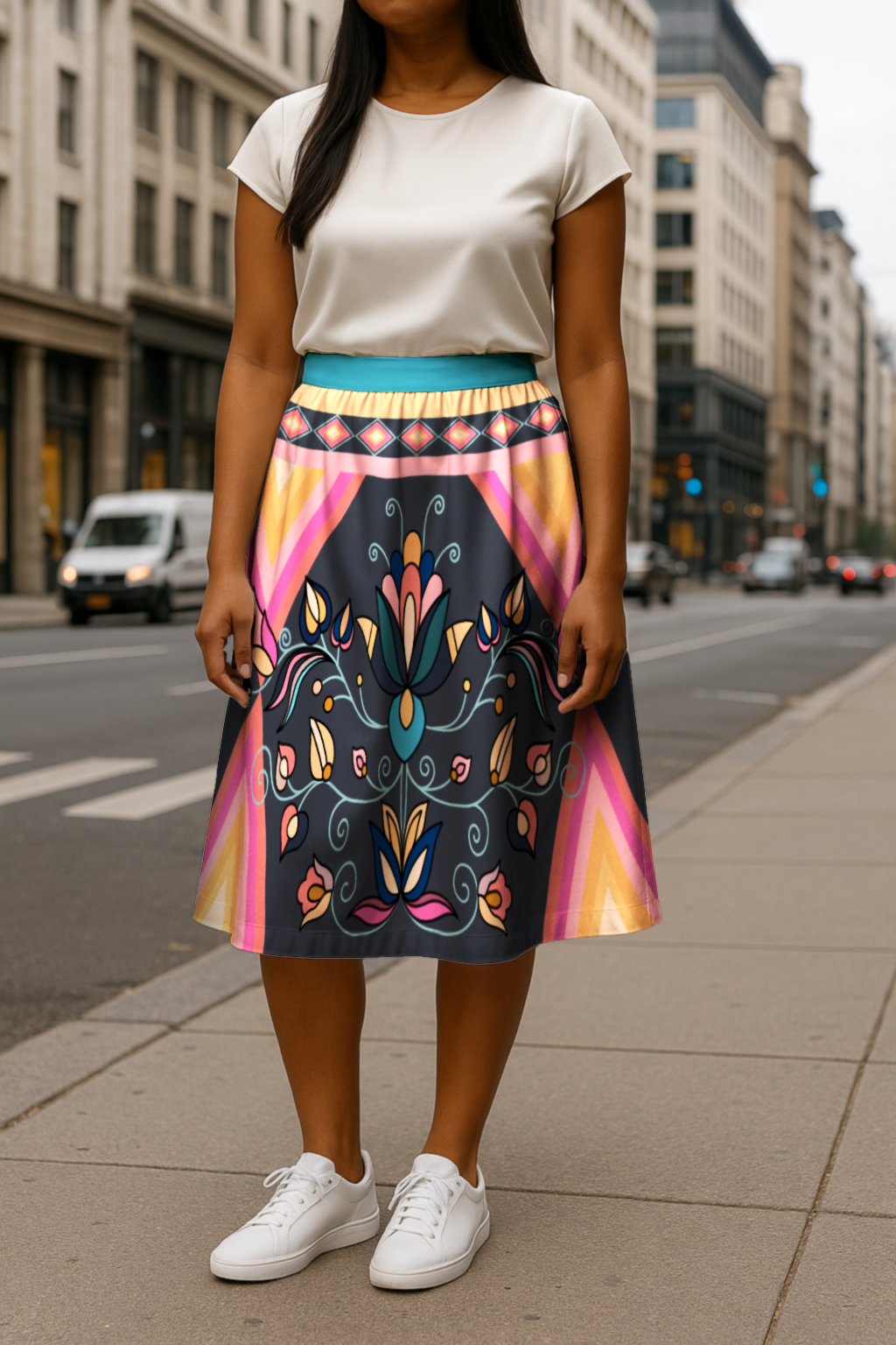 Ember Trail Bright Midi Skirt