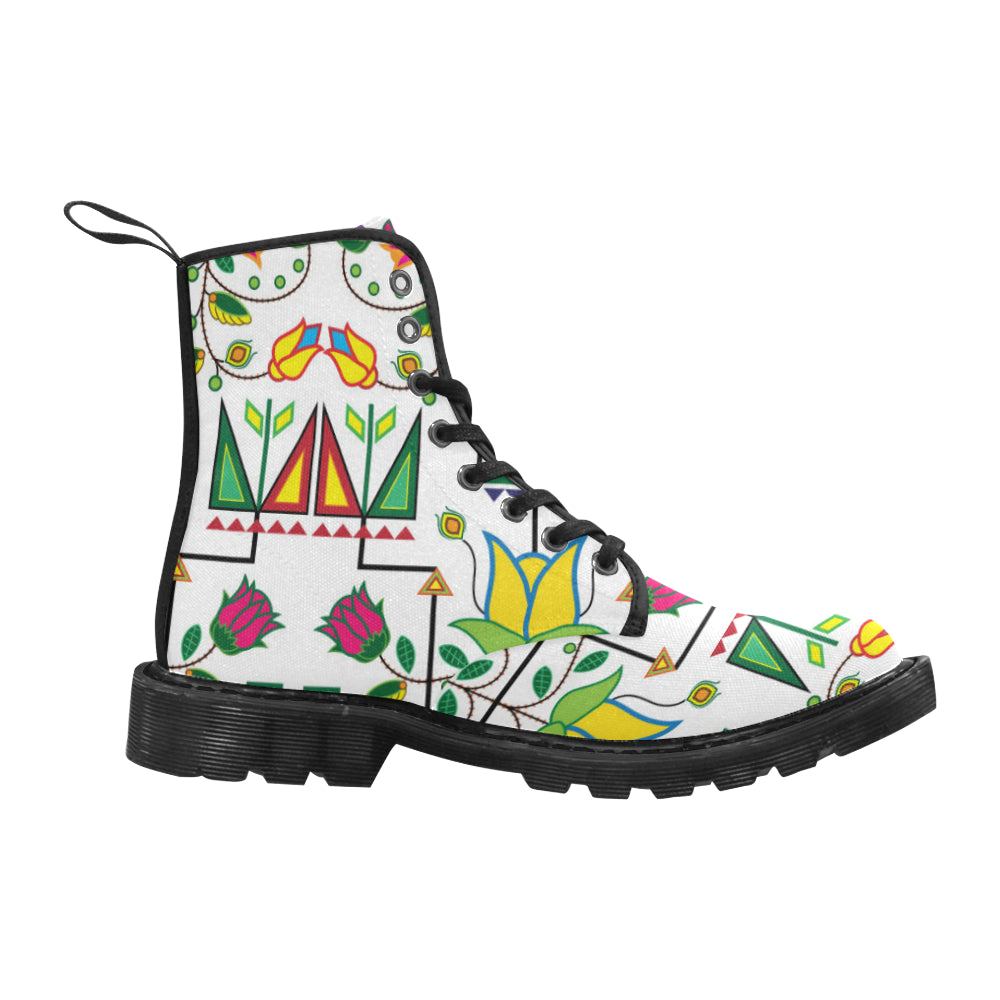 Geometric Floral Summer-White Boots