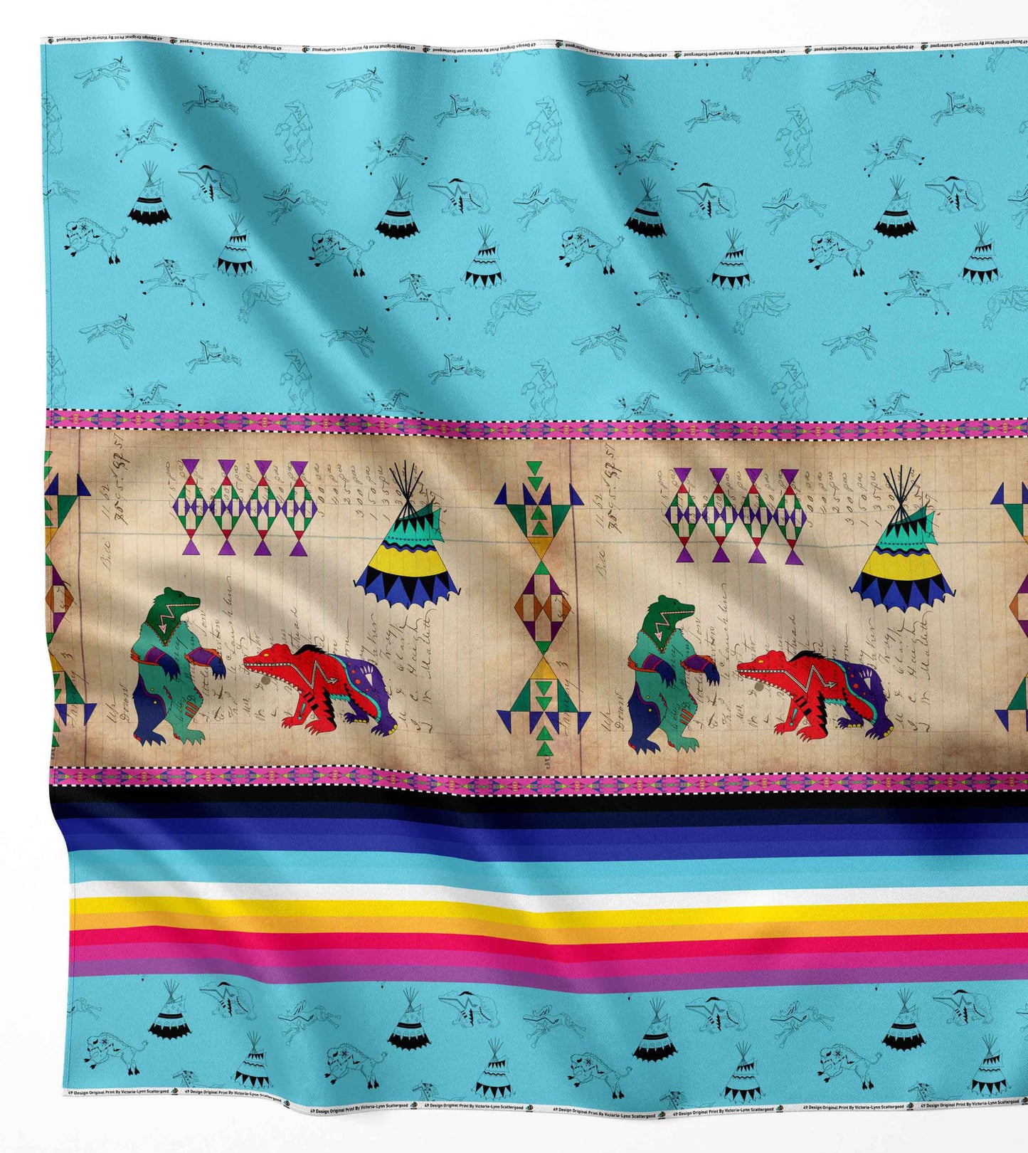 Ledger Bears Sky Fabric