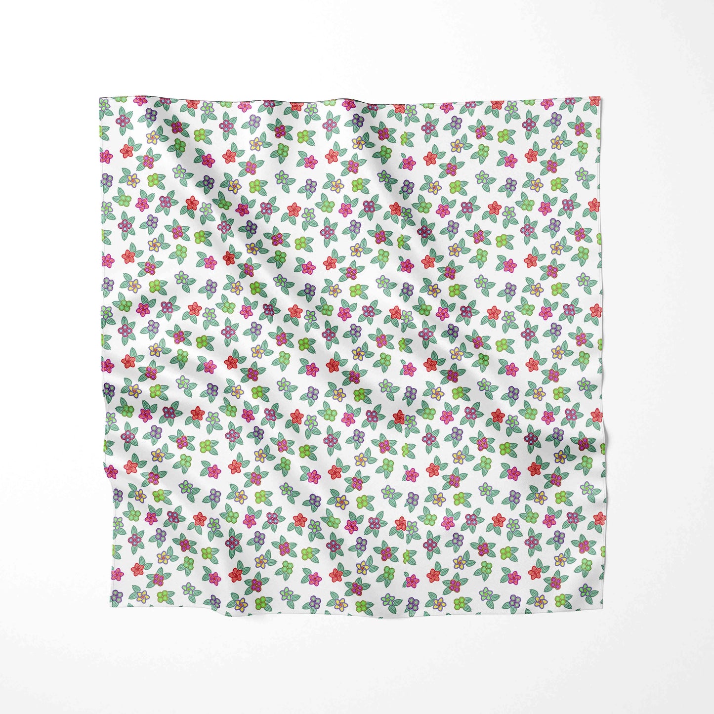 Berry Flowers White Fabric