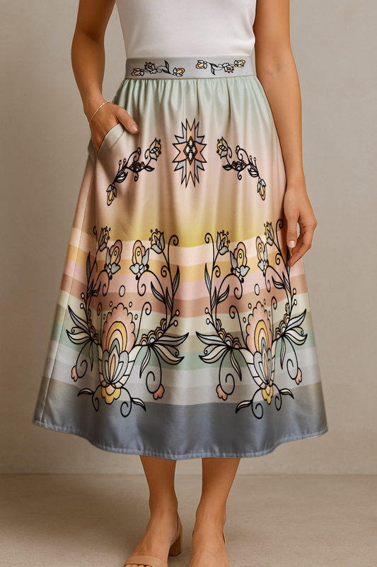 Falling Leaf Rising Bloom Luxe Midi Skirt