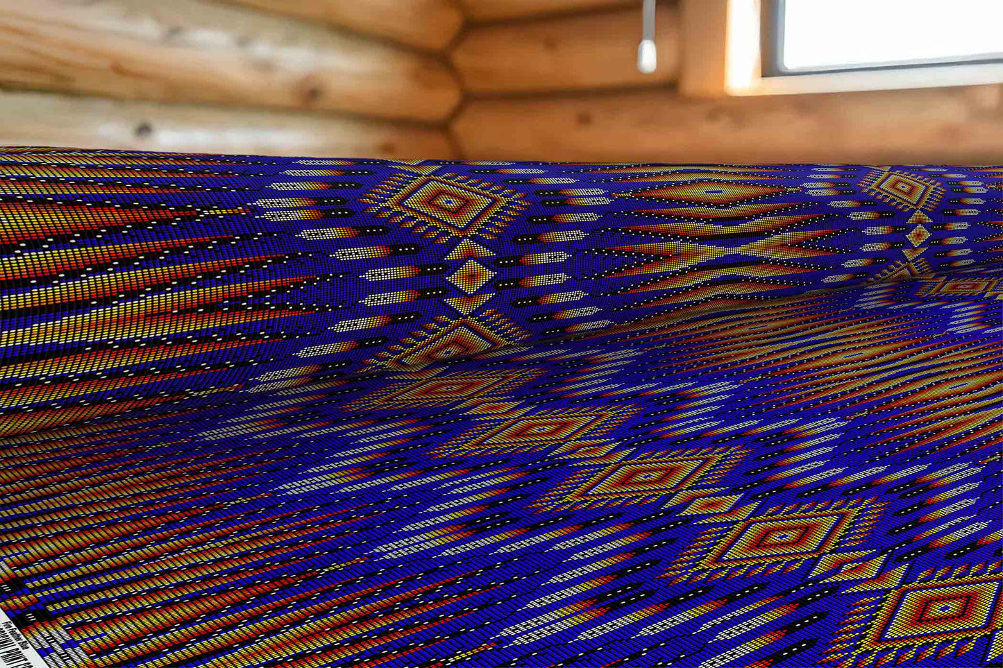 Fire Feather Blue Fabric