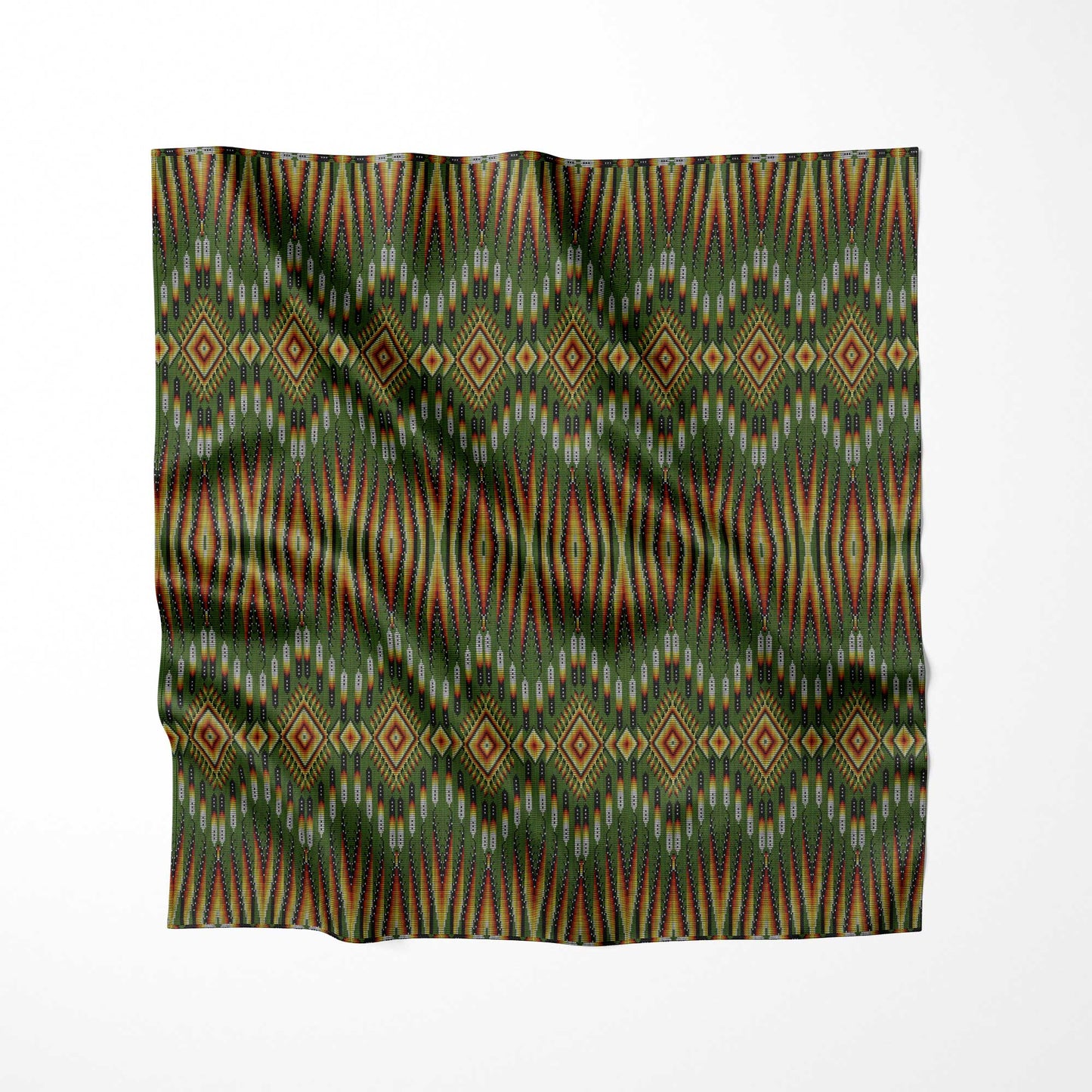 Fire Feather Green Fabric