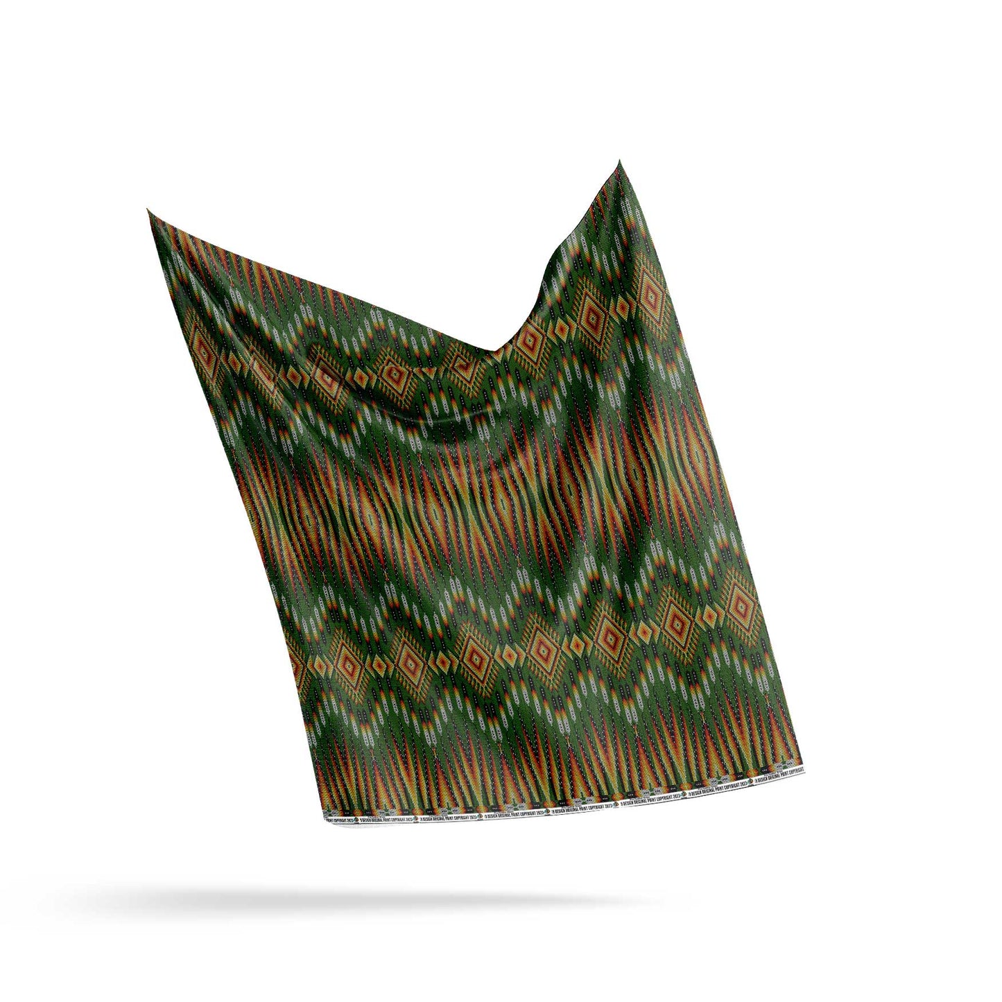 Fire Feather Green Fabric