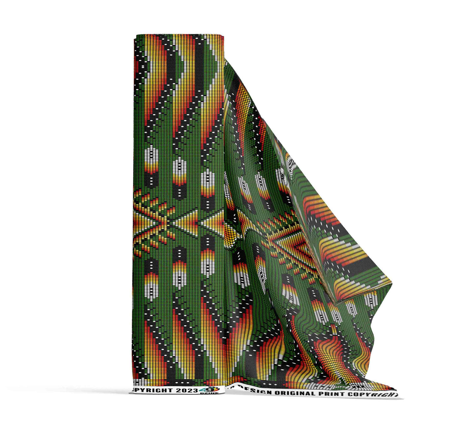 Fire Feather Green Fabric